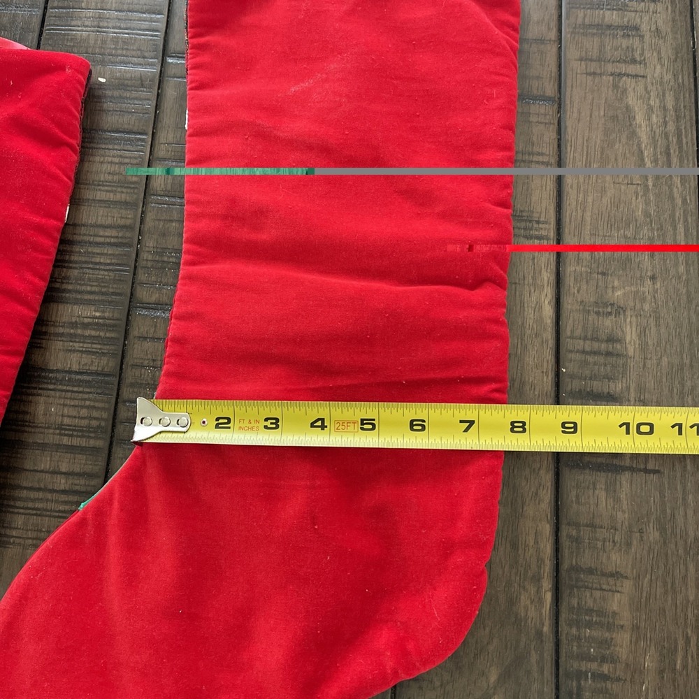 2 VTG Scottie Dog Red Velvet Black Christmas Tree Stockings Cute - Picture 8 of 8
